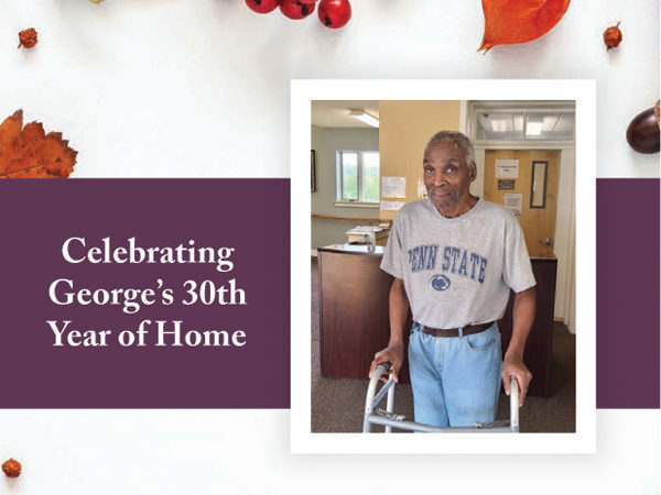 Photo of resident George celebrating 30 years of Home