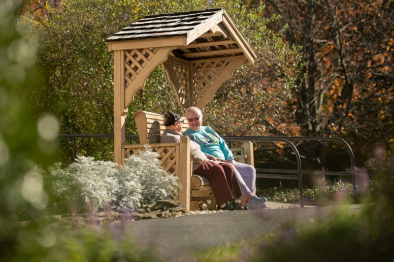 Two female residents enjoying the outdoors